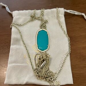 Kendra Scott Silver Necklace with Teal Pendant